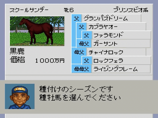 Derby Stallion III screenshot 2 for Super Famicom